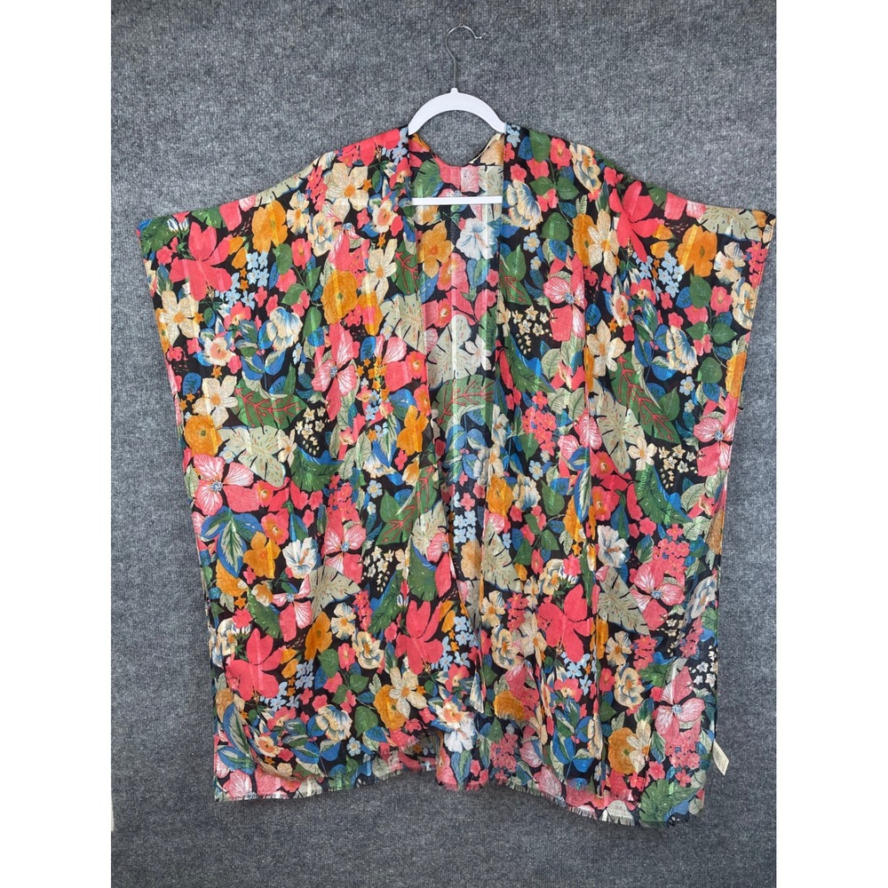 Do Everything In Love Kimono Women One Size Multicolor Excellent Floral Shimmer